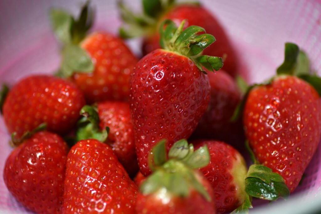 Rijpe aardbeien van dichtbij