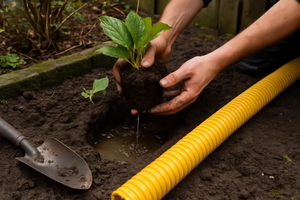 De plant van heel dichtbij, met de aarde eromheen