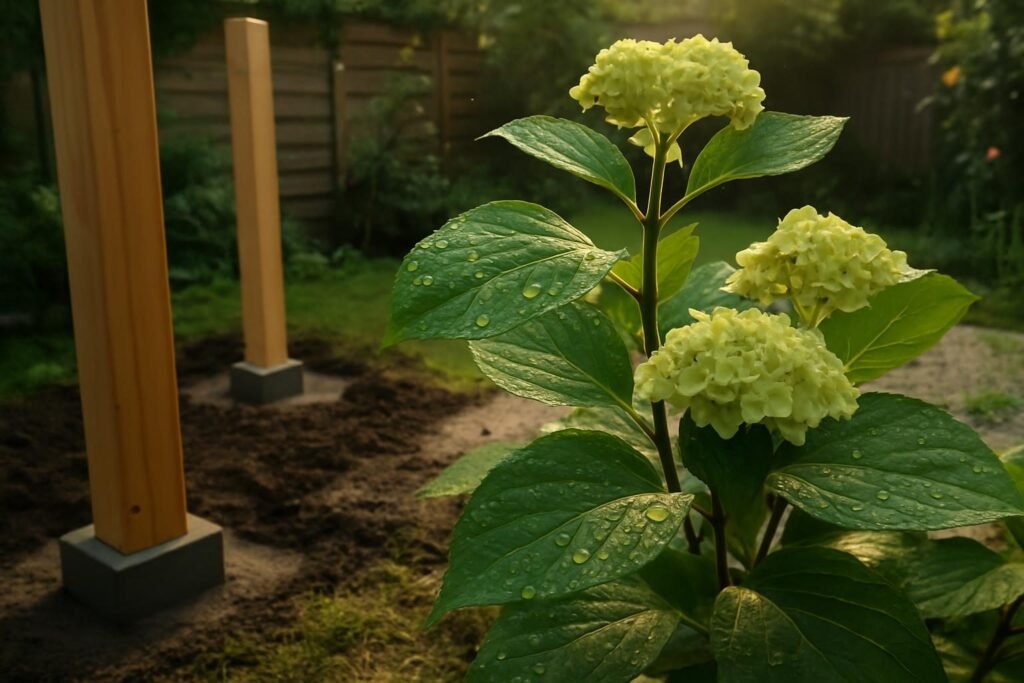 Bladeren of bloemen van heel dichtbij, met regendruppels